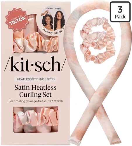 Satin heatless curler set - set,